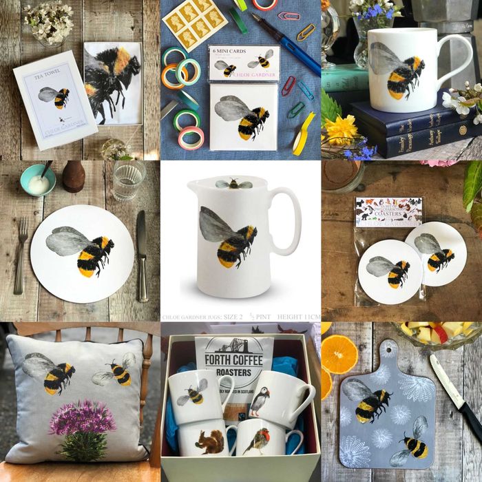 The ever popular bees & the feather hedgehog & thistle